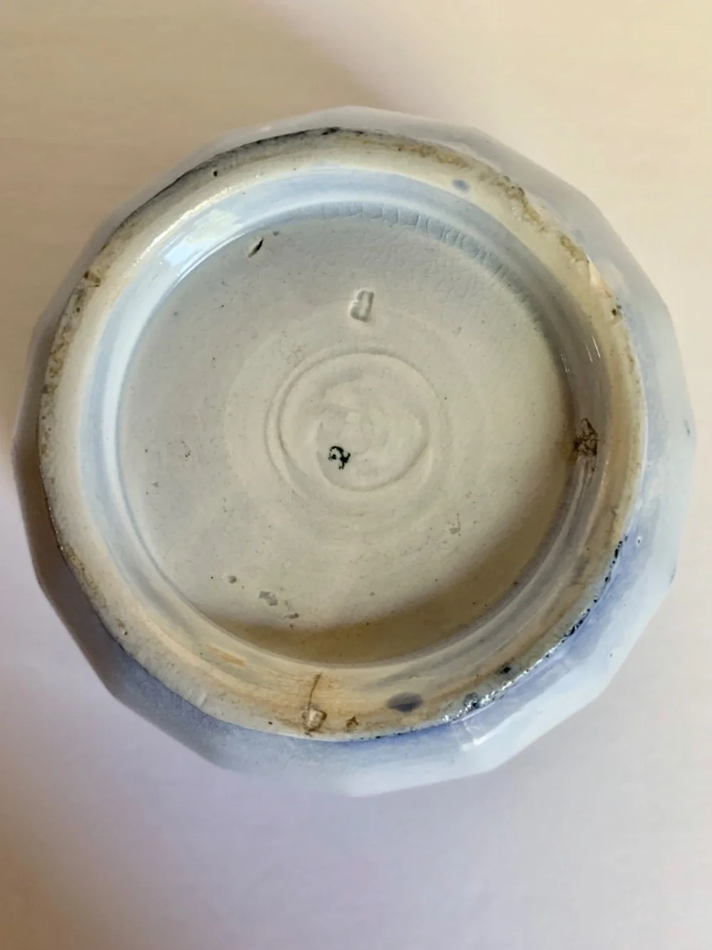 Antique Flow Blue Waste Bowl 5.25” Victorian Transferware Blue White